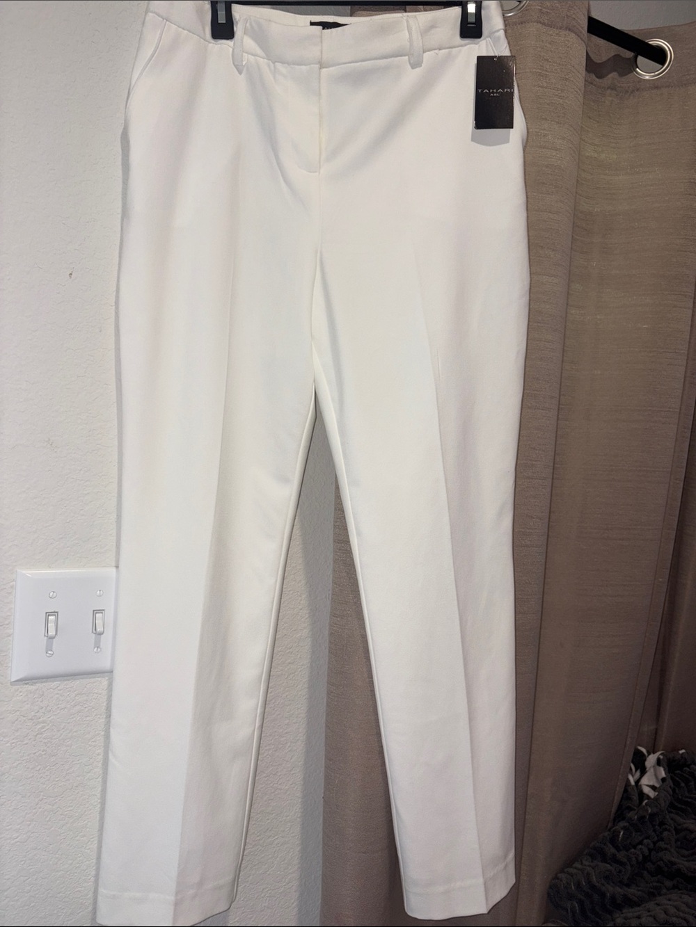 Tahari ASL White Straight-Leg Ankle Pants